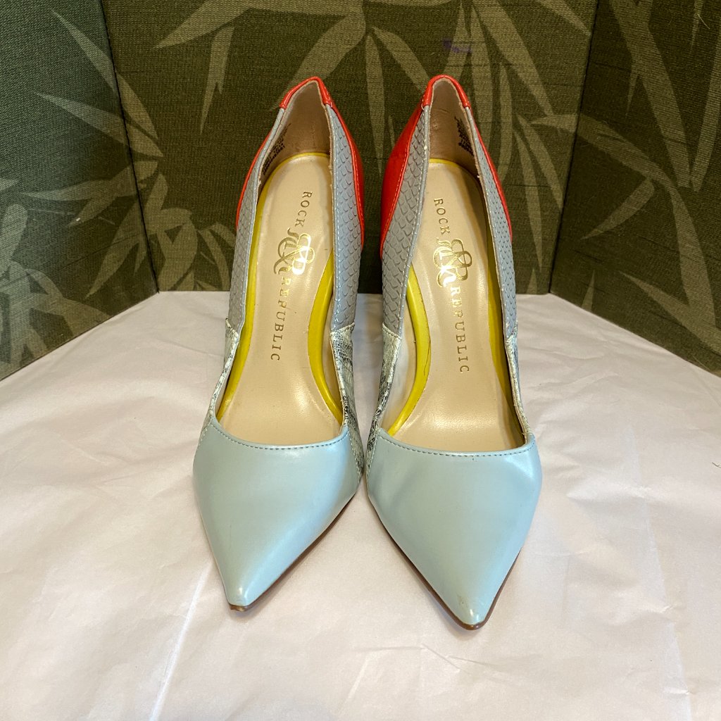 Lk New~.Rock & Republic Deliah Blue 4" Heels-Sz 6m